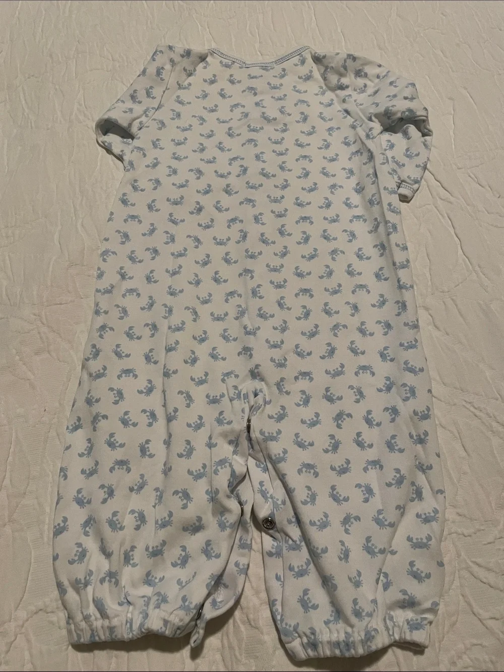 Kissy Kissy White Footie with Light Blue Crab Print